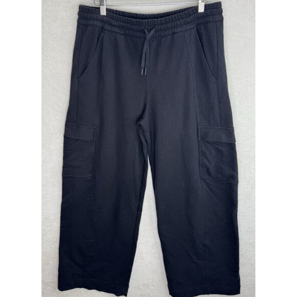 Athleta Women's Retroterry High Rise Wide Leg Cargo Pant Size Large Tall Black - Picture 2 of 9